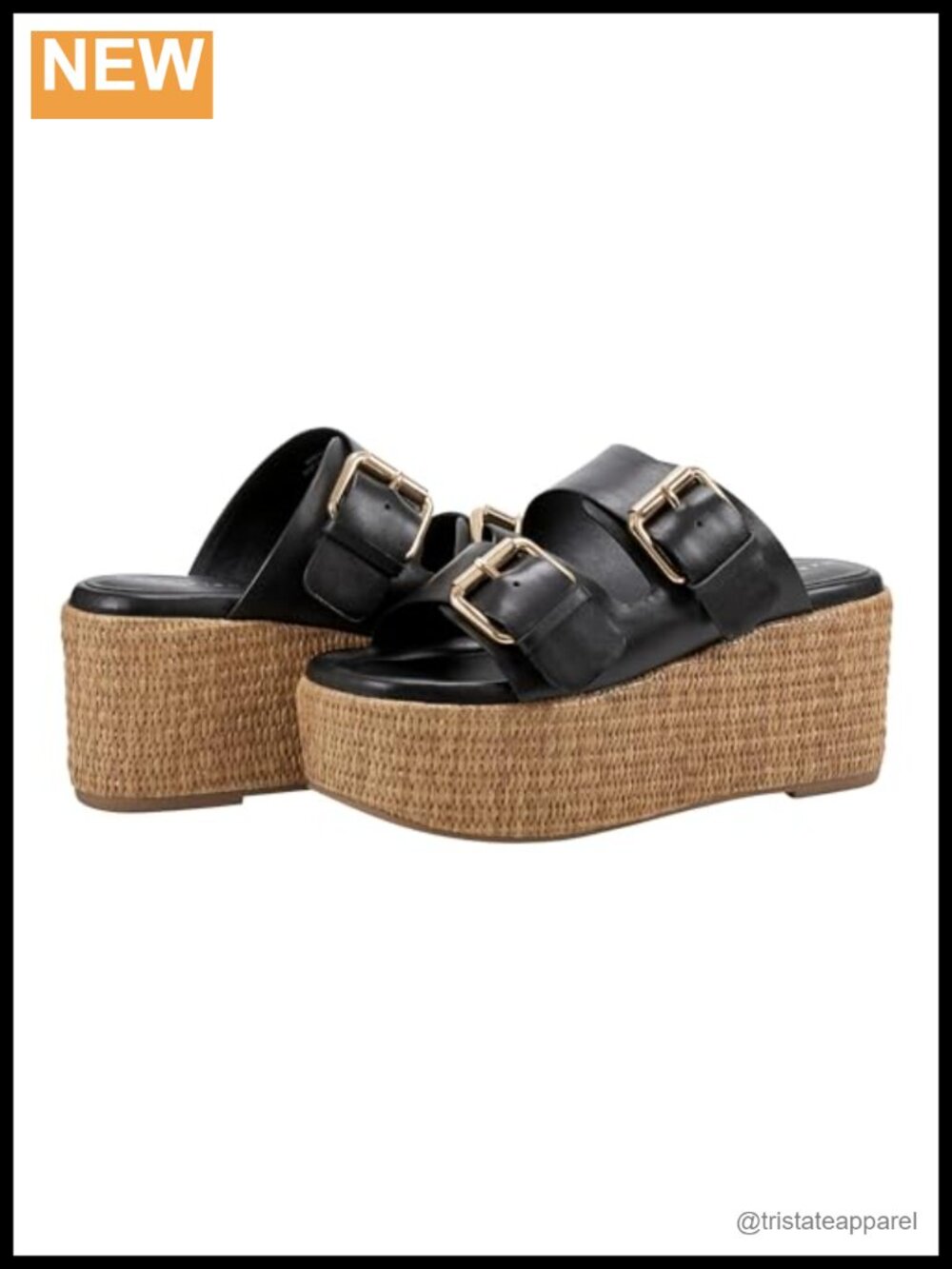 Platform Espadrille Sandals Duo Buckled Slingback Slip On